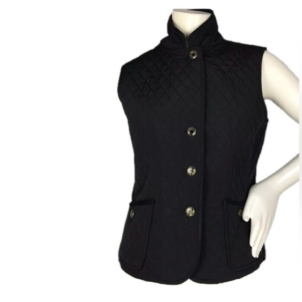 Talbots Womens Black Quilted Button Down Vest Jacket Size Medium - Picture 10 of 10